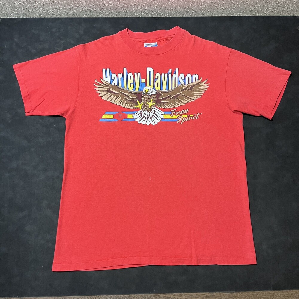 Harley Davidson Shirt Vintage 1980s Motorcycle Chrome Sweet Chrome Eagle USA Men